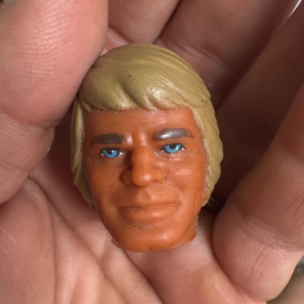 Vintage Mattel Big Jeff Action Figure Head Replacement Blonde Blue Eyes 1970s